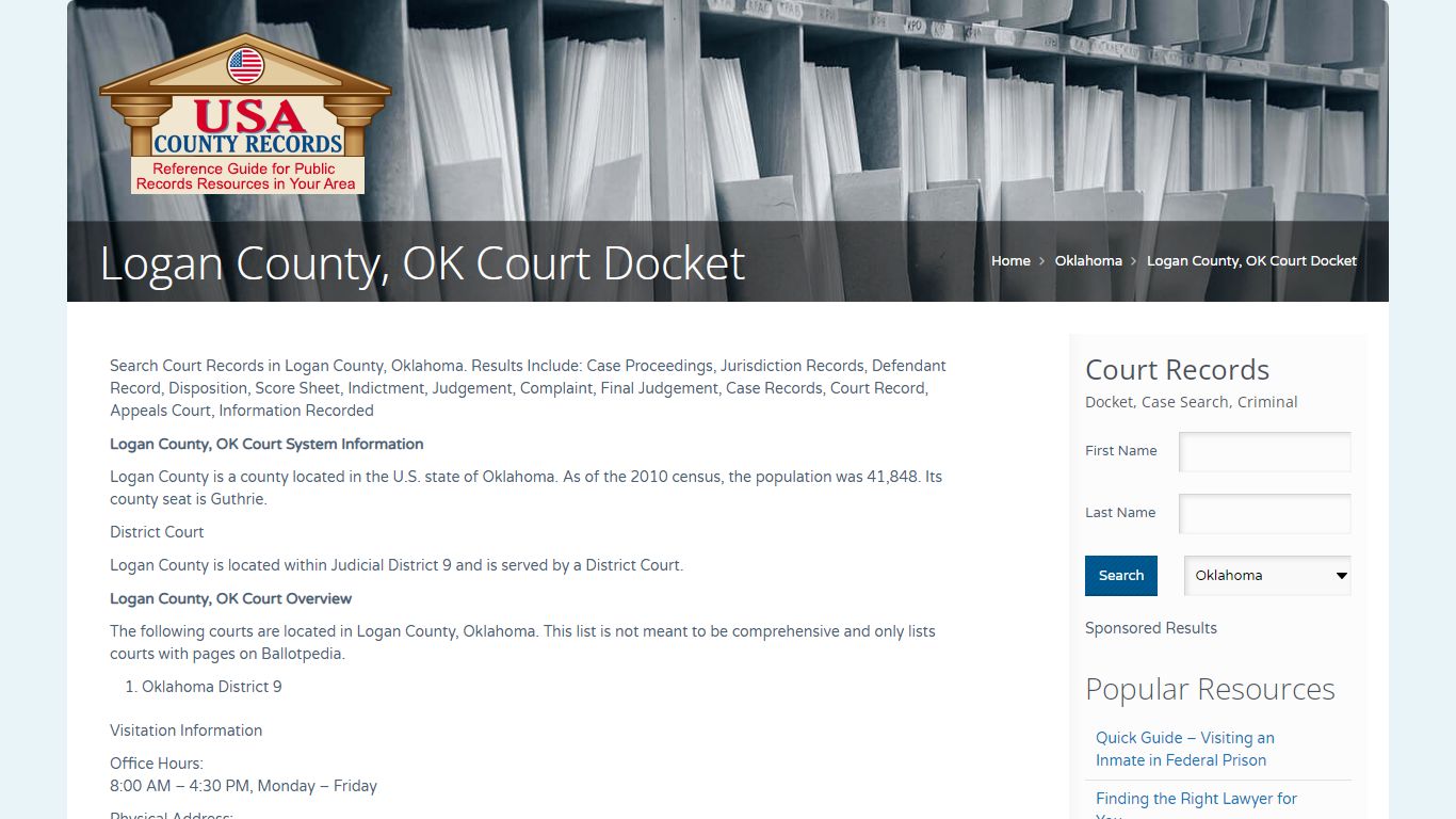 Logan County, OK Court Docket | Name Search