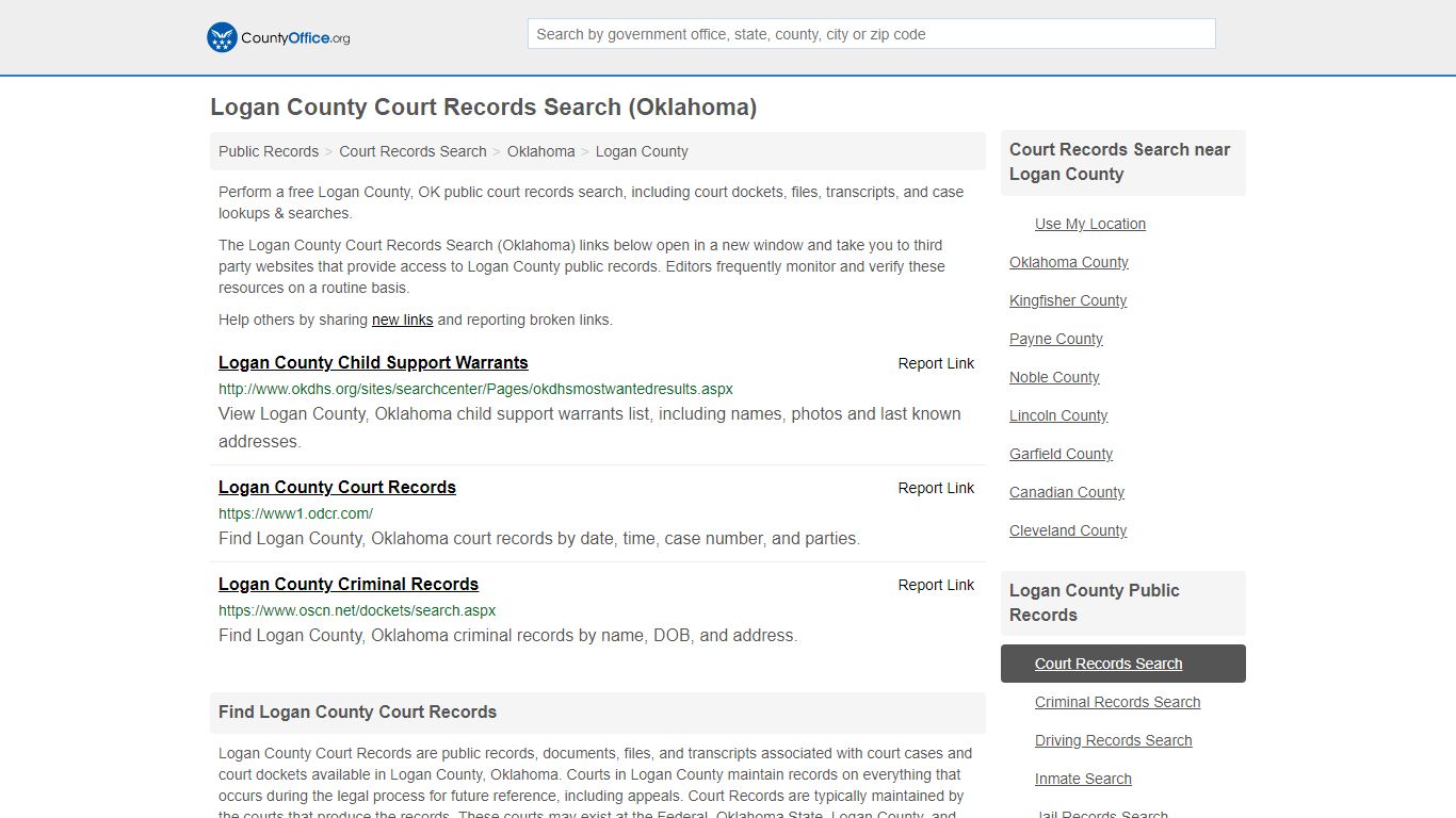 Court Records Search - Logan County, OK (Adoptions ...