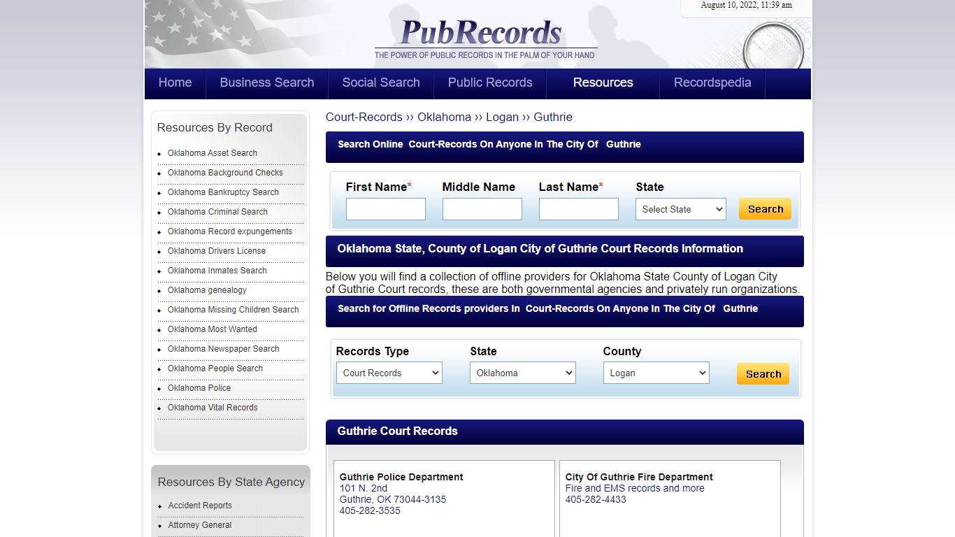 Guthrie, Logan County, Oklahoma Court Records